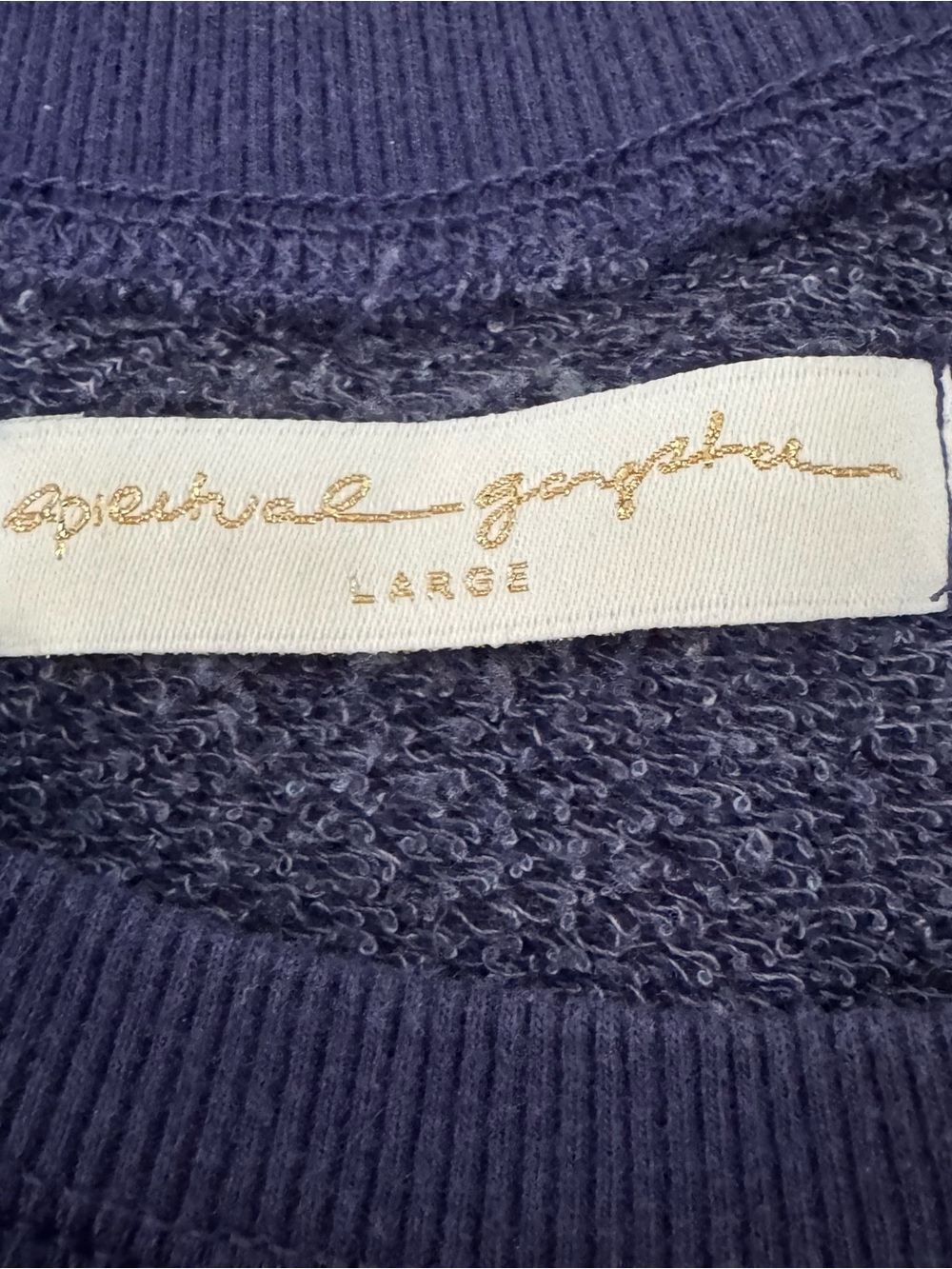 Spiritual Gangster Navy Pullover with Gold Script Label - Picture 3 of 5